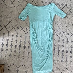 Teal midi maternity dress